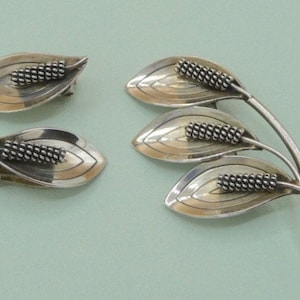 Aarre & Krogh Eftf (Denmark). Silver Brooch and Earrings. Vintage.