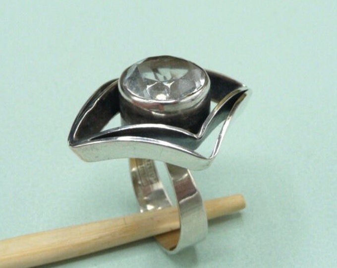 Erik Granit (Finland). Silver and crystal ring. 1973. Vintage.