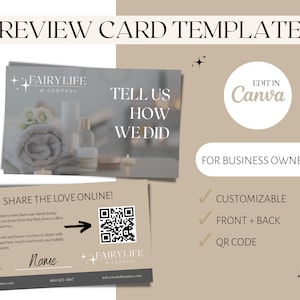 Review Request Card Template Canva | Business Card Template | Referral Card Template | Thank You Card | Google Facebook Printable Template