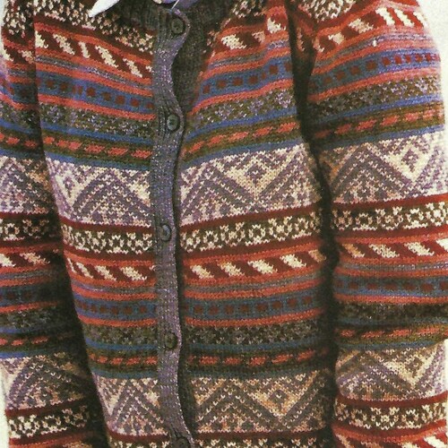 PDF Ladies Fair Isle Jacket Cardigan Knitting Pattern 4 Ply 32 Etsy UK
