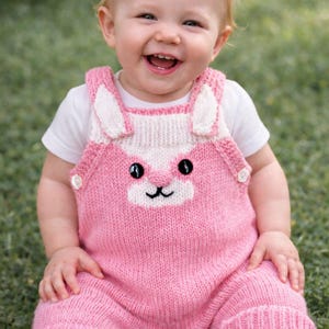 PDF Knitting Pattern Baby Girls Boys Cute Easter Bunny Rabbit Romper with Ears DK 8ply 14 - 20" Premature - 12 mths  Download