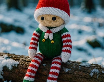 PDF Knitting Pattern Christmas Elf Shelf Sitting Toy Chocolate Orange Bath Bomb Cover Xmas Decor DK ( 8 ply ) Ornament BB048