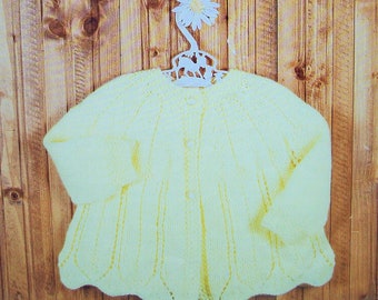 6 mths Downloadable scalloped eyelet 7179 PDF Baby girls Matinee Coat cardigan Bonnet Booties Knitting Pattern DK 14-18 inch Premature