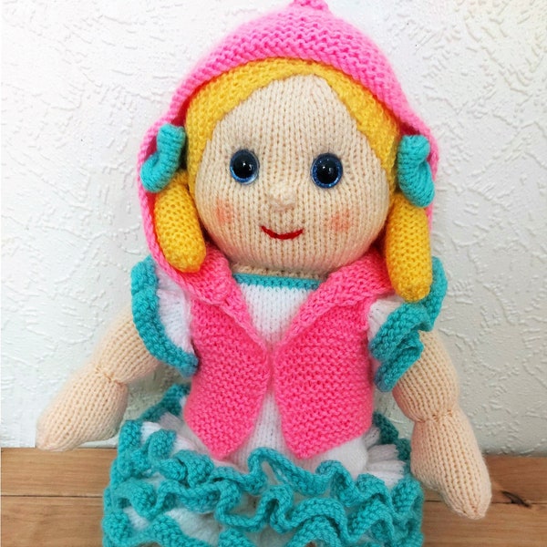 PDF Knitting Pattern Rag Doll Toy with Removable Clothes Knitted Hair Riva Ragdoll DK ( 8 ply ) 48cm 18" Girls Gift Idea LH012