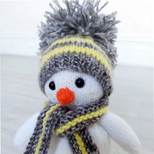 PDF Knitting Pattern Snowman Christmas Novelty Toy & Chocolate Orange Cover with Hat Scarf DK ( 8 ply ) 16cm Xmas Decoration LH031