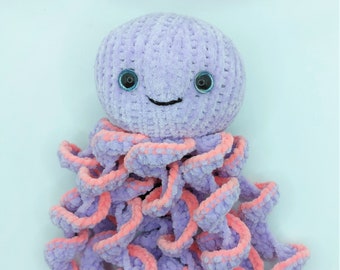 PDF Knitting Pattern Octopus Toy Spiral Legs Flutterby Chunky ( Bulky, 12 ply ) Easy 34cm Jellyfish Craf Fair Idea Download LH011