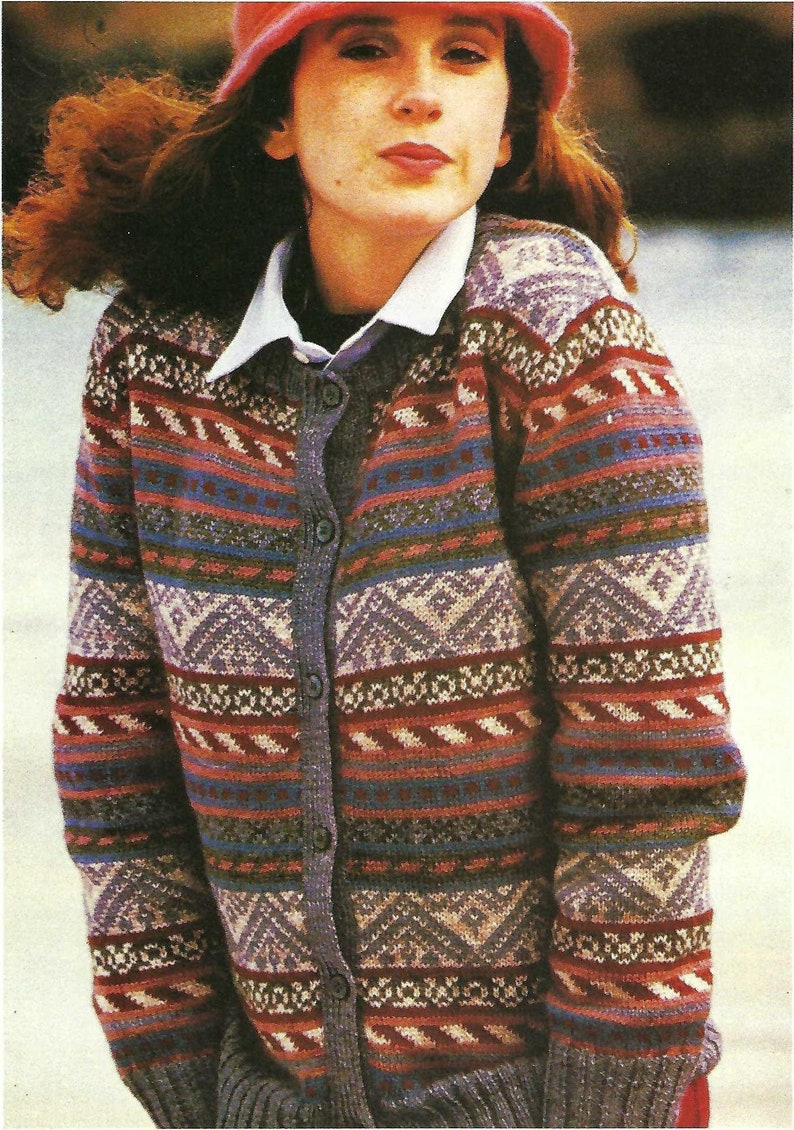 PDF Ladies Fair Isle Jacket Cardigan Knitting Pattern 4 Ply 32 - Etsy