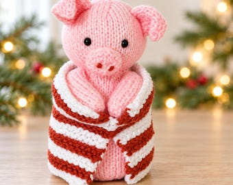 Pig in Blanket Knitting Pattern PDF Chocolate Orange Cover & Christmas Ornament DK 15cm