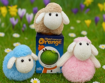 PDF Knitting Pattern Easter Lamb Sheep Spring Chocolate Orange Cover Bath Bomb Truffle DK ( 8 ply ) Quick Easy Craft fair Knit BB061