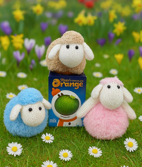PDF Knitting Pattern Easter Lamb Sheep Spring Chocolate Orange Cover Bath Bomb Truffle DK ( 8 ply ) Quick Easy Craft fair Knit BB061