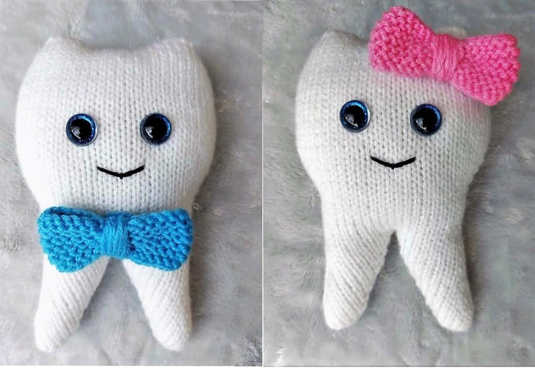 Knitted Tooth PDF Knitting Pattern Tooth Fairy Pouch Pillow Back Pocket Childs Easy ...