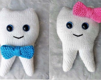 PDF Knitting Pattern Tooth Fairy Pouch Pillow Back Pocket Childs Easy Knit Toy DK ( 8 ply )  Height 18cm Instant Download BB043