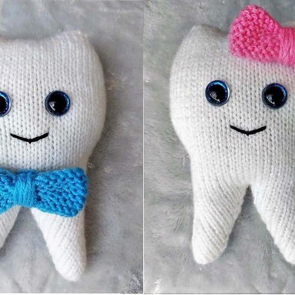 PDF Knitting Pattern Tooth Fairy Pouch Pillow Back Pocket Childs Easy Knit Toy DK ( 8 ply )  Height 18cm Instant Download BB043