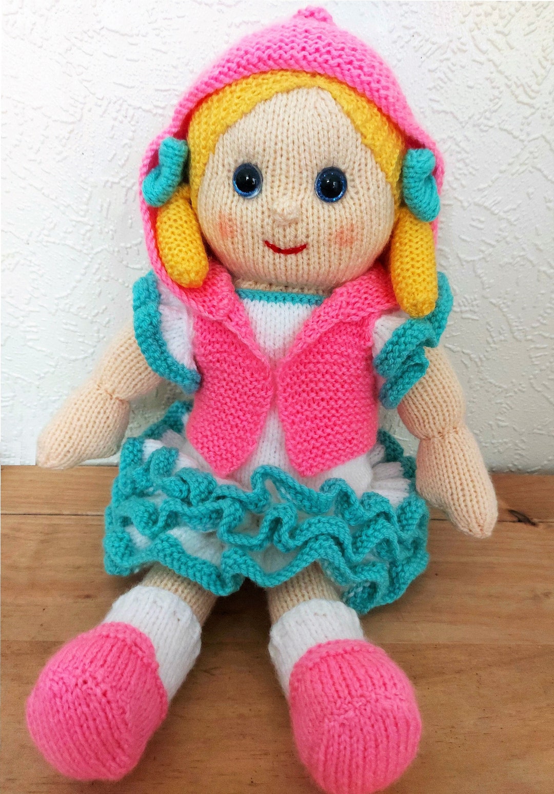 PDF Knitting Pattern Rag Doll Toy With Removable Clothes Knitted Hair