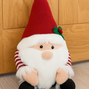 PDF Knitting Pattern Santa Gonk Door Stop Scandinavian Christmas Decoration Aran ( 10ply, Worsted ) Worked flat Holiday Gnome BB049