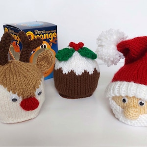 PDF Knitting Pattern Santa Reindeer & Xmas Pudding Chocolate Orange Bath Bomb Cover Christmas Decor Holiday DK ( 8 ply ) 3 Designs BB047