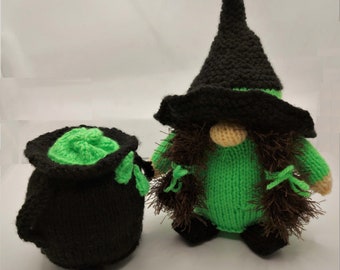 PDF Knitting Pattern Halloween Witch Chocolate Orange Cover with Cauldron Novelty Gonk Gnome Toy DK ( 8 ply ) 2 Designs LH025