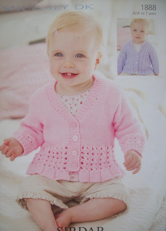 KNITTING PATTERN TO MAKE 16-24/" BABY CARDIGAN DK HAT FRILLED 003