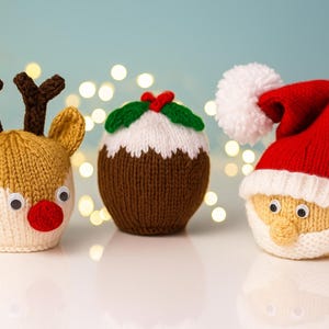 PDF Knitting Pattern Santa Reindeer & Xmas Pudding Chocolate Orange Bath Bomb Cover Christmas Decor Holiday DK ( 8 ply ) 3 Designs BB047
