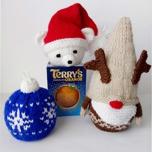 PDF Knitting Pattern Reindeer Gonk Gnome Polar Bear & Snowflake Fair Isle Chocolate Orange Cover DK 8ply Christmas Festive Decoration BB082