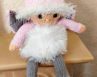 PDF Knitting Pattern Winter Fairy Chocolate Orange Cover &  Christmas Toy Doll Decoration DK ( 8 ply ) Tinsel Chunky LH032