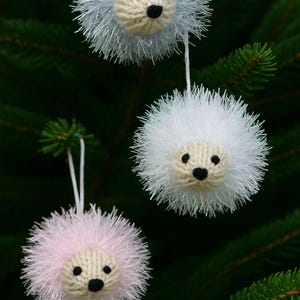 Hedgehog Christmas Tree Bauble Decoration PDF Knitting Pattern 8cm Tinsel Chunky & DK 8ply Festive Novelty Home Decor Downloadable