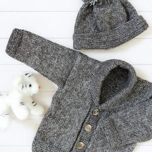 Baby Boys Easy Shawl Collar Jacket Cardigan Hat PDF Knitting Pattern DK ( 8 ply ) 12 - 20" Premature - 12 mths Beginners LH010