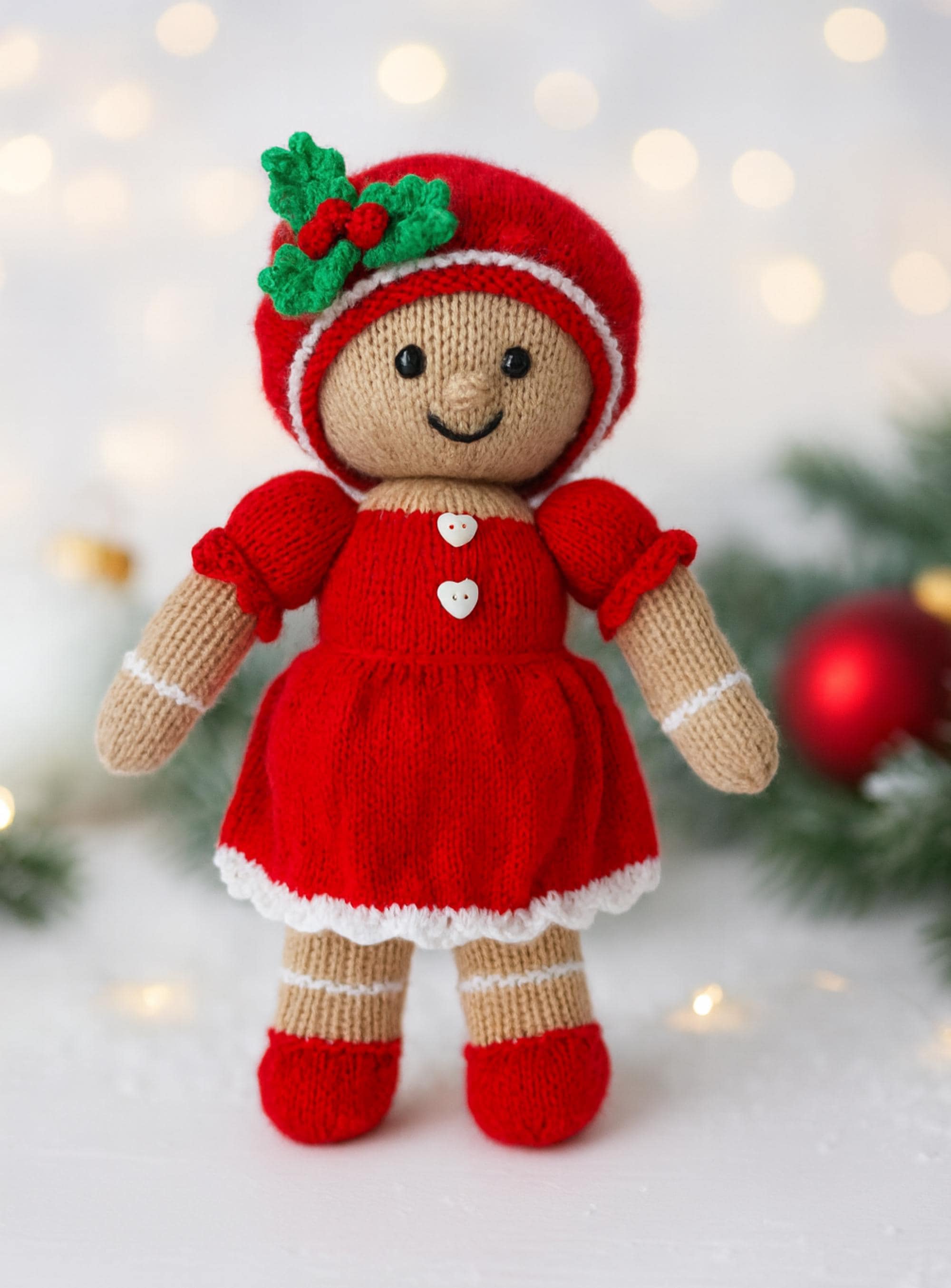 Gingerbread Girl Knitting Pattern PDF Christmas Ragdoll Festive Knitted