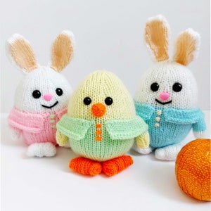 PDF Knitting Pattern Easter Egg Bunny Rabbit & Chick Chocolate Orange Cover Toy Decoration DK ( 8 ply ) Height 15 - 20cm 2 x Designs BB058