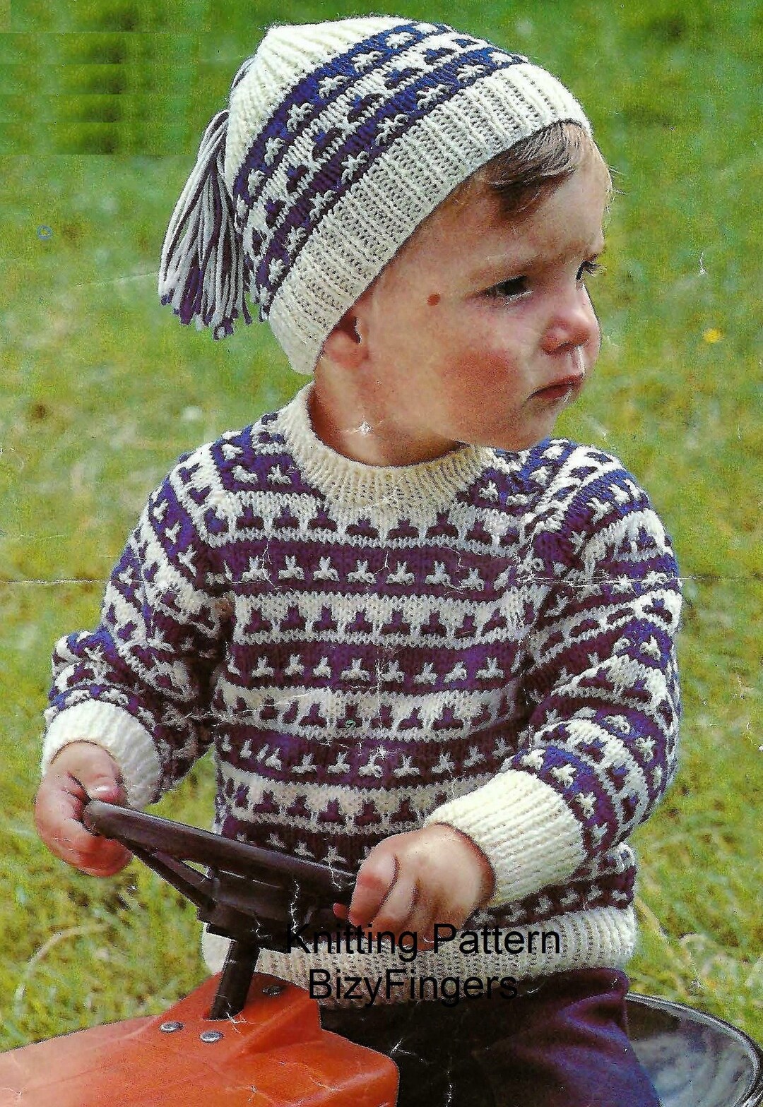 PDF Baby Boys Fair Isle Sweater Jumper Tassle Beanie Hat Etsy