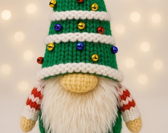 PDF knitting Pattern Santa Tree Hat Gonk Christmas Gnome Toy Ornament & Chocolate Orange Cover DK  8 ply Scandinavian Xmas LH023