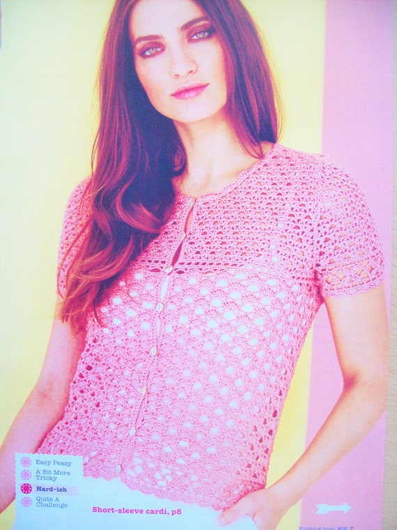 Ladies LACY SUMMER short sleeve CARDIGAN KNITTING PATTERN 4 ply 32-42 in 4890