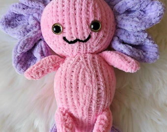 PDF Knitting Pattern Axolotl Inspired Soft Toy Plush 32cm Flutterby Chunky ( Bulky, 12 ply ) Easy quick Download LH014