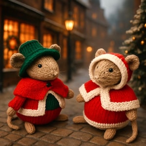 Knitting Pattern PDF Festive Mice Chocolate Orange Bath Bomb Cover & Stuffed Toy Christmas Mouse Decoration DK 8ply Dickensian BB052