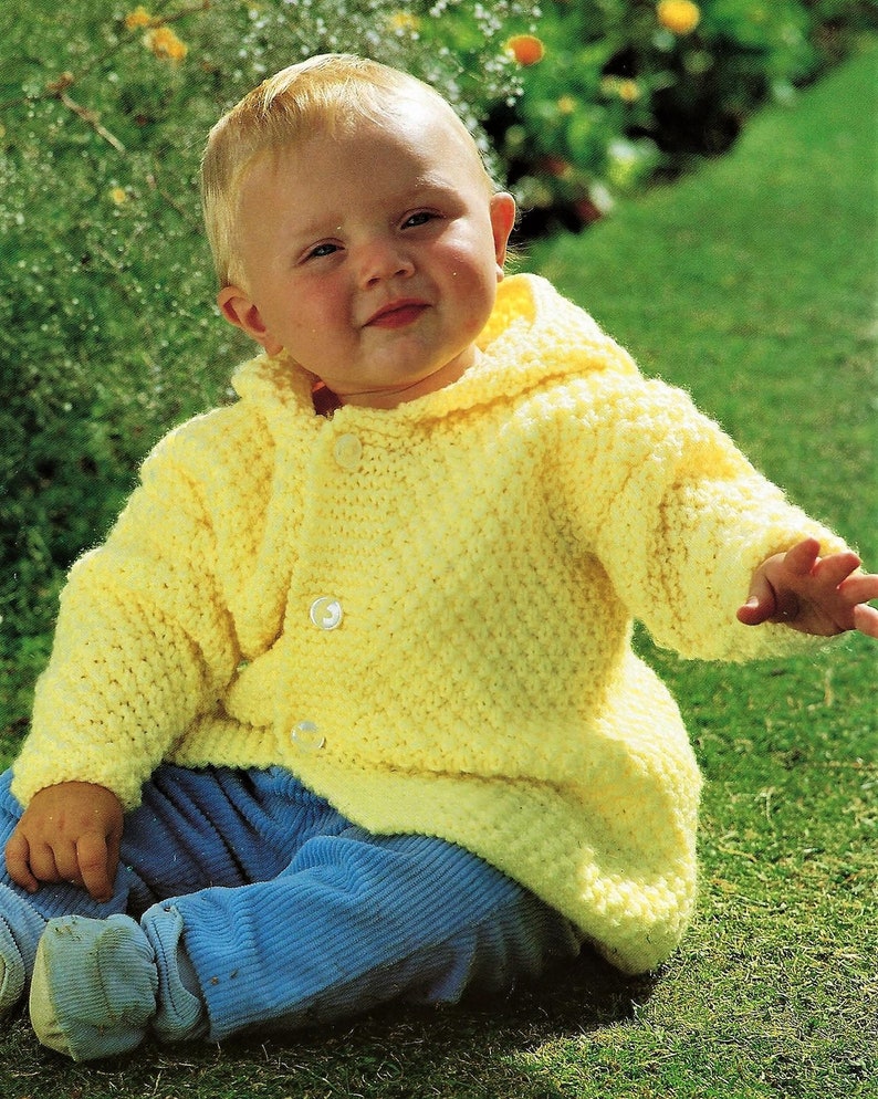 PDF Baby Boys Hooded Jacket Cardigan Knitting Pattern Chunky Etsy UK