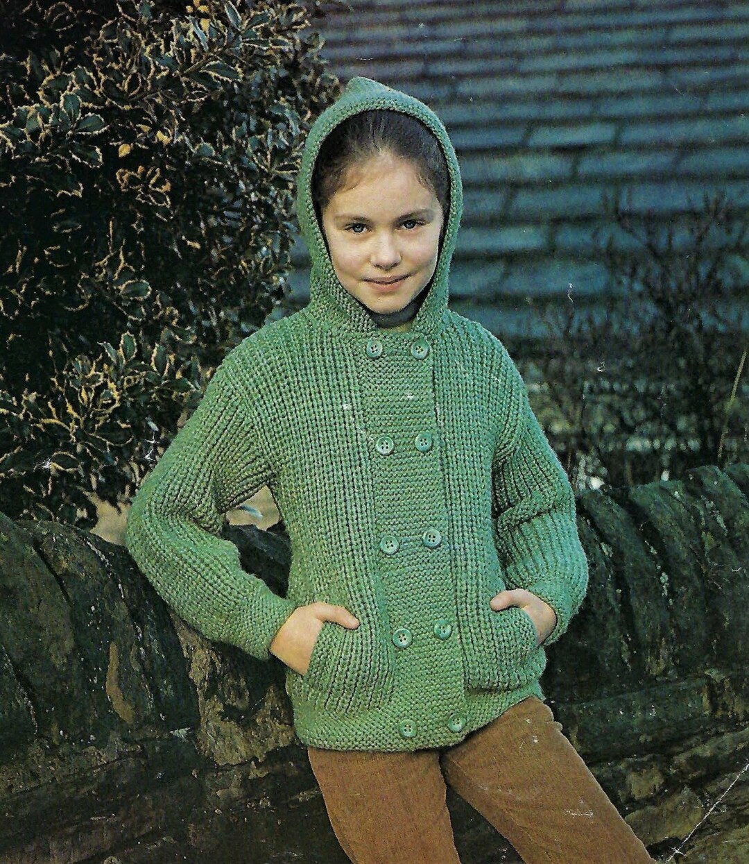 Boys Girls Hooded Rib Jacket With Pockets Double Breasted Etsy