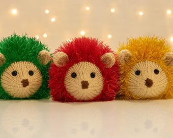 Hedgehog Chocolate Orange Cover PDF Christmas Knitting Pattern Festive Food Cozy Easy Knit Tinsel Chunky & DK Yarn Buster Stocking Filler