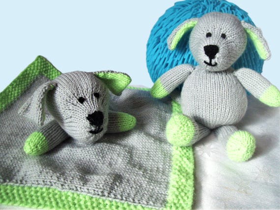Puppy Dog Baby Comfort Blanket Soft Toy PDF Knitting Pattern DK