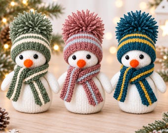 Snowman Toy & Chocolate Orange Cover Knitting Pattern PDF Christmas Gift Decoration DK