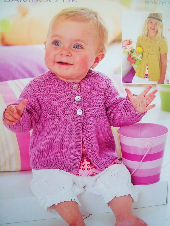 PDF Baby Girls Swing Cardigan Long or short sleeves Knitting Pattern Snuggly Bamboo DK 16 - 26in 0 - 7 years Downloadable