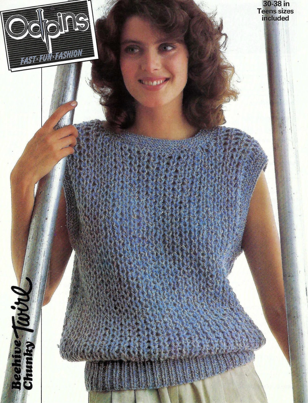 PDF Knitting Pattern Ladies Teens Sleeveless Sweater Tank Top Odpins ...
