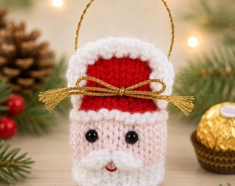 Santa Christmas Tree Decoration Ferrero Rocher Cover Knitting Pattern PDF DK Festive Home Decor