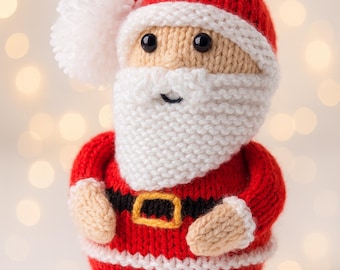 Jolly Santa Chocolate Orange Cover Knitting Pattern PDF Father Xmas Stuffed Ornament Toy DK 8ply 16cm Festive Decoration Downloadable