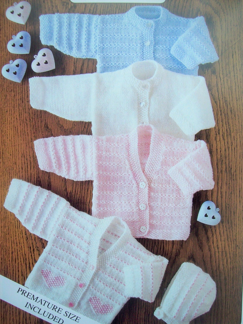 2 years Downloadable PDF baby girls boys Heart Cardigan V or round neck Knitting Pattern 4 ply 14-22in Premature