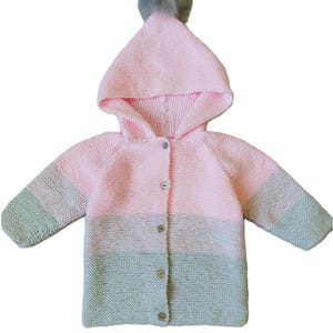 Beginners PDF Knitting Pattern Hooded Jacket Coat Easy Knit Raglan Cardigan Baby Boys Girls 16 - 24" Age 0 - 4 yrs 4ply Fingering BB064