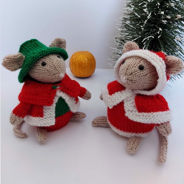 Knitting Pattern Festive Mice Chocolate Orange Bath Bomb Cover & Stuffed Toy Christmas Mouse Decoration DK ( 8 ply ) Dickensian BB052