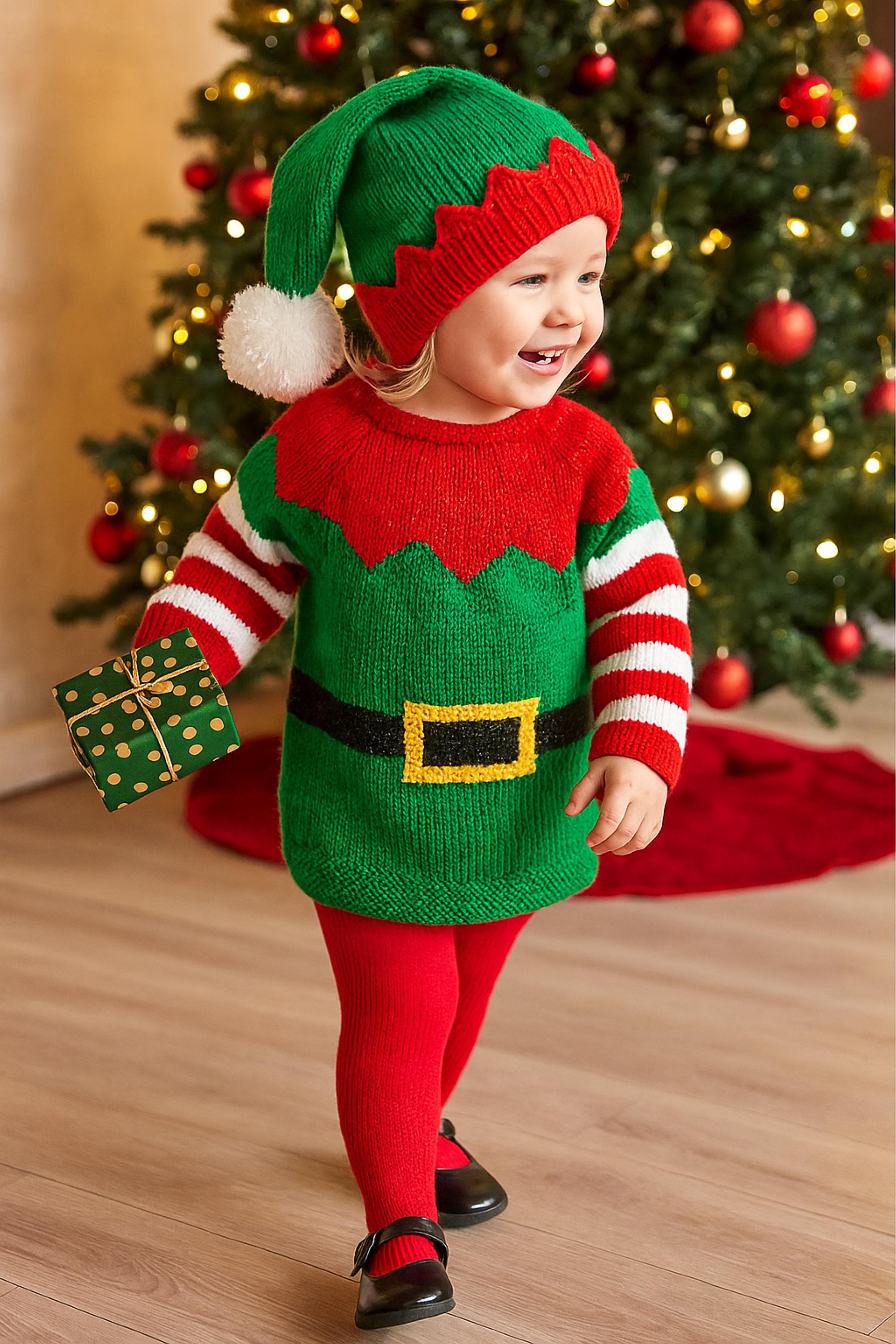 Elf Christmas Sweater & Hat Jumper PDF Knitting Pattern DK ( 8 Ply
