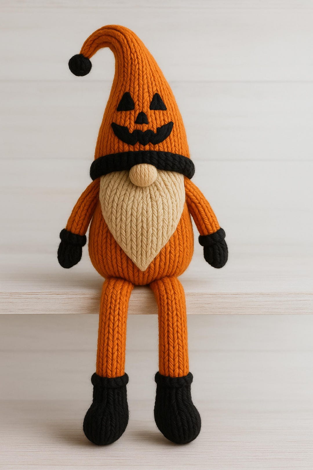 Knitting Pattern PDF Pumpkin Gonk Gnome Halloween Decoration Toy