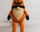 Knitting Pattern PDF Pumpkin Gonk Gnome Halloween Decoration Toy & Chocolate Orange Cover Novelty DK 8ply Total Height 45cm Easy Download