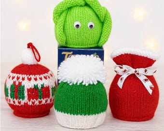 Chocolate Orange Bath Bomb Cover Sprout Fair Isle Christmas Bauble Santa Sack Bobble Hat PDF Knitting Pattern DK 8ply 4 Festive Designs